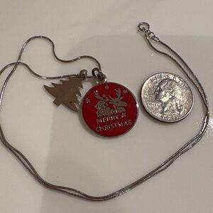 Red Merry Christmas Pendant Necklace